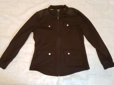 Ralph Lauren Active Zip Up Jacket L Womens Brown Solid Athleisure Casual zip