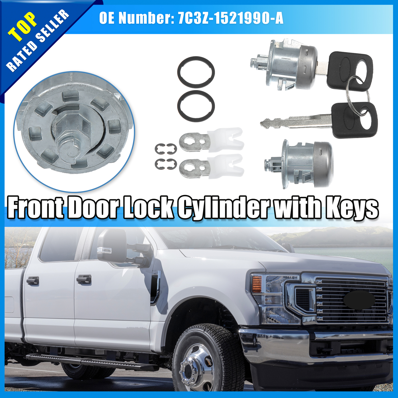 Pack of 2 for Ford F150 F250 Door Lock Cylinder Tumbler w/ Key No