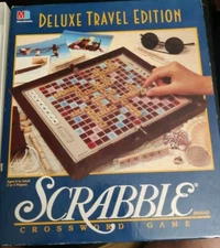 Scrabble Deluxe Travel Edition Wooden Tiles Folding Board Game