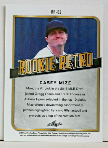 2019 Leaf Casey Mize Rookie Retro #RR-02 - Picture 2 of 2