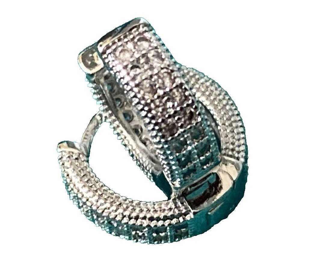 Meia-Argola de cristal folheado a ouro branco Brincos