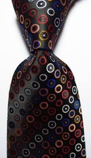 New Classic Dot Black White Red Blue JACQUARD WOVEN 100 Silk Men's Tie Necktie