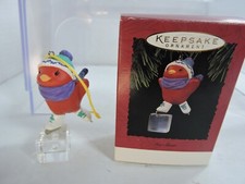 Hallmark Keepsake Ornament Red Bird ice skating on block of ice 1994