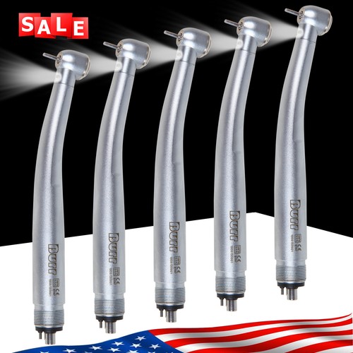 5X Burr Dentale Fibra Ottica LED Alta Velocità Manipolo Generatore E 4 Fori Connessione - Foto 3 di 12