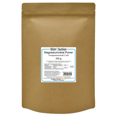 Magnesiumcitrat Pulver | 500g Trimagnesiumcitrat E345i | Hohe Bioverfügbarkeit