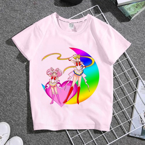 Summer Harajuku Sailor Moon Tshirt Cartoon Cat Printed Womens T-Shirt %% - Bild 5 von 13