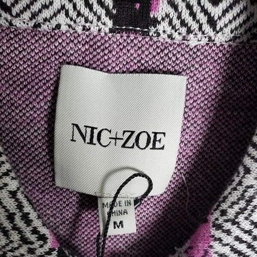 Nic+Zoe Medium Gray Pink Button Up Shirt Jacket Herringbone Modern Design NEW - Picture 5 of 8