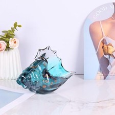 Sea Glass Art Statue Hand Blown Conch Shell Sculpture  Green Sea Glass Decoration