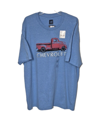 GM Chevrolet T-Shirt Mens 2XL Blue Graphic Print Super Soft Short