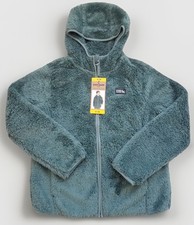 Eddie Bauer boys high pile hooded jacket SMALL 7/8 plush fleece green full zip