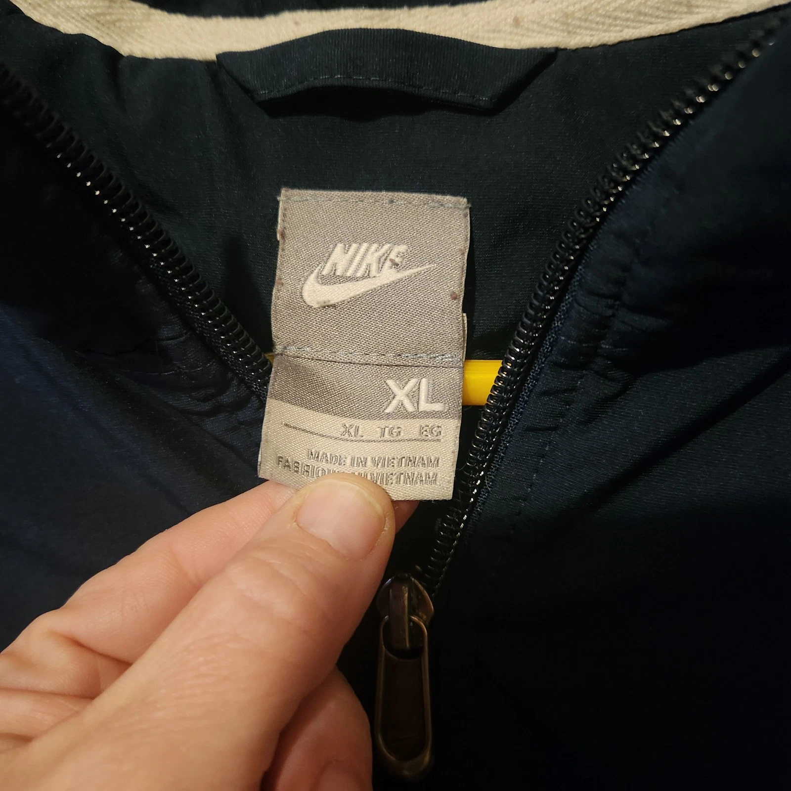 Nike Men's Y2K Blue/White Colorblock VTG Windbreaker Full Zip Pockets Jacket XL - product detail image 3