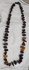 VTG. 24" NATURAL CHUNK AMBER NECKLACE CONNECTED W, GOLDTONE WIRE OVERHEAD STYLE — photo 2