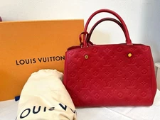 Louis Vuitton Montaigne MM 2way Handbag Red Leather M41194 Authentic Pre-owned