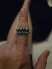 Vintage Zuni Style Sterling Silver Turquoise Snake Eye Double Row Band Sz 8