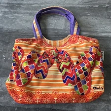 Paul Brent Sun ‘N Sand Canvas Beach Tote Purse Multicolors Sunset Flip Flops