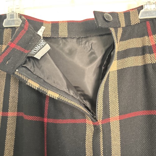 Gonna coperta nera vintage a quadri 12 misto lana Dark Academia Old Money Nouveaux - Foto 9 di 9