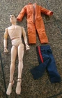 Vintage G.I. Joe Doll Orange Jumpsuit Stamped 1964 Hasbro Brown Hair Scar