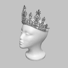 Wedding Pageant Praise Crown: 4 High Adjustable Tiara-White Rhinestones