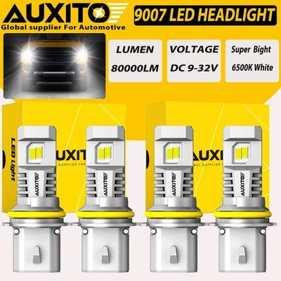 AUXITO 4X 9007 LED Headlight Bulbs High Low Beam Conversion Kits Lamps 80000LM