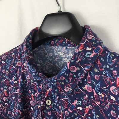 Peter Millar Mens Seaside Polo Shirt 2XL Pima Aqua Cotton Recipe For Disaster