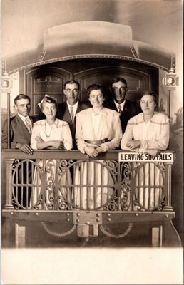 #ad Real Photo PC “Leaving Soo Falls” Train Studio Portrait Sioux Falls South Dakota $15.00