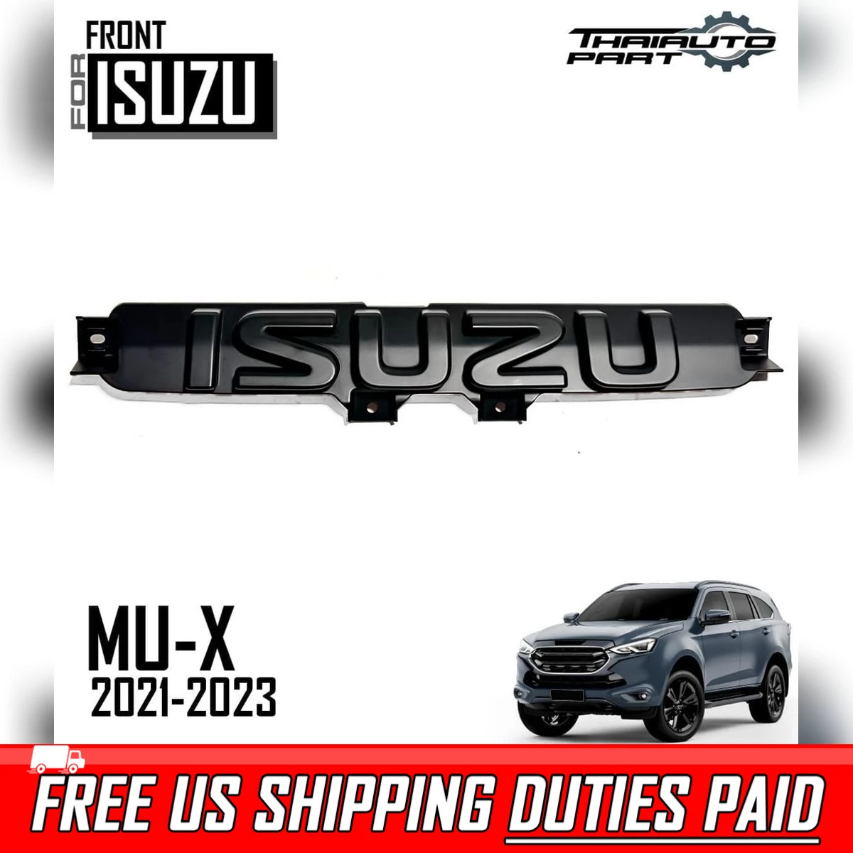 Front Grille Logo 3D Matte Black Emblem Badge 1PC For Isuzu Mu-x 