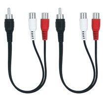 2-Pack RCA Splitter 1 Male to 2 Female Audio Y Adapter Extension Cord 7.8 in