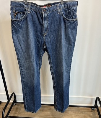 Ariat Work FR M4 Low Rise Boot Cut Jeans Mens 42x32 Blue Denim CAT 2 NFPA 2112