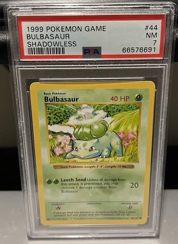 PSA 7 - Pokemon BULBASAUR 44/102 - SHADOWLESS BASE SET - NEAR MINT