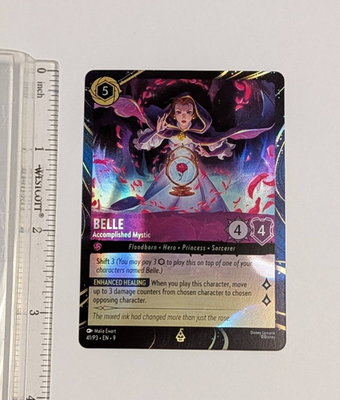 Lorcana Fabled Belle Accomplished Mystic Foiled Disneyland Exclusive Promo  Card