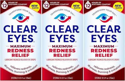6 Pack Clear Eyes Maximum Strength Redness Relief Eye Drops 0.5oz Each