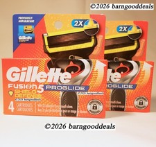 GILLETTE FUSION5 PROGLIDE SHIELD RAZOR CART'S, 4 X 2 = 8 CART'S TTL NEW & SEALED