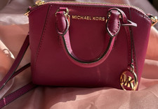 Michael Kors Pink mini Crossbody Satchel Zip Closure Gold Hardware MK Charm