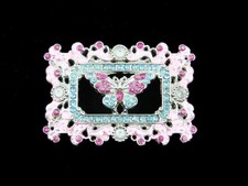 SF07108 REALLY COOL  BUTTERFLY  CRYSTAL ART FASHION SILVERTONE BELT BUCKLE