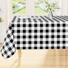 Rectangle Table Cloth, Waterproof Vinyl Tablecloth with Flannel Backing, Wipe...