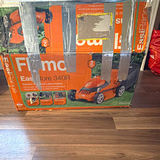 Flymo EasiStore 340R Corded Electric Push Lawn Mower Grass Catcher Orange/Grey