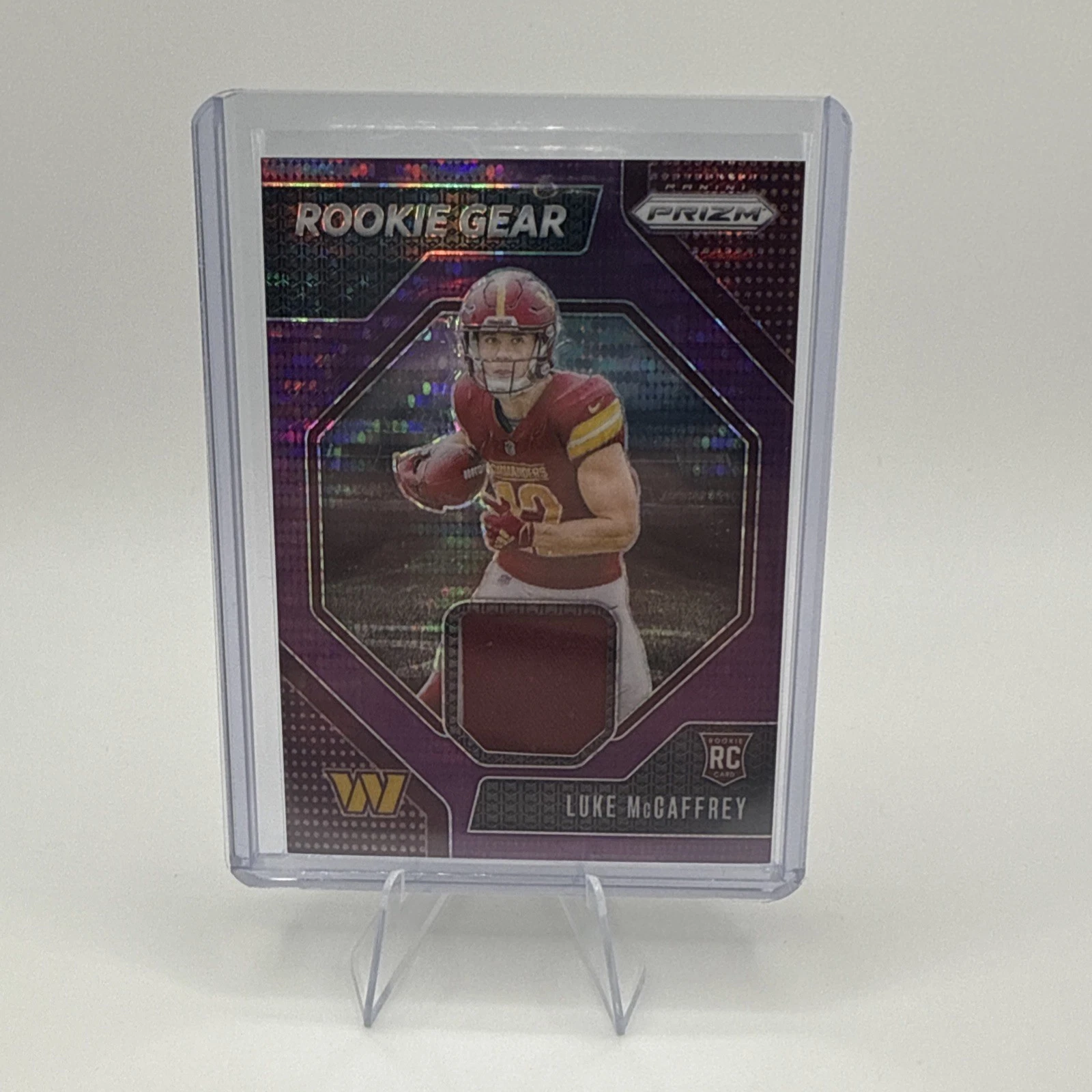 LUKE MCCAFFREY 2024 PANINI PRIZM ROOKIE GEAR PATCH PURPLE PULSAR RC