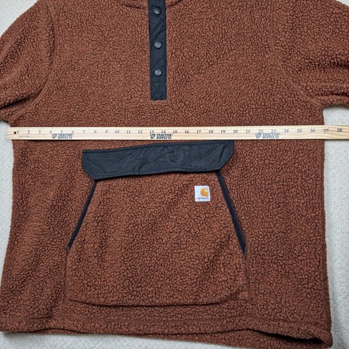 Carhartt Sherpa Fleece Pullover Men XL Tall Relaxed Fit Jacket Rust Brown OJ4991 - Picture 8 of 9