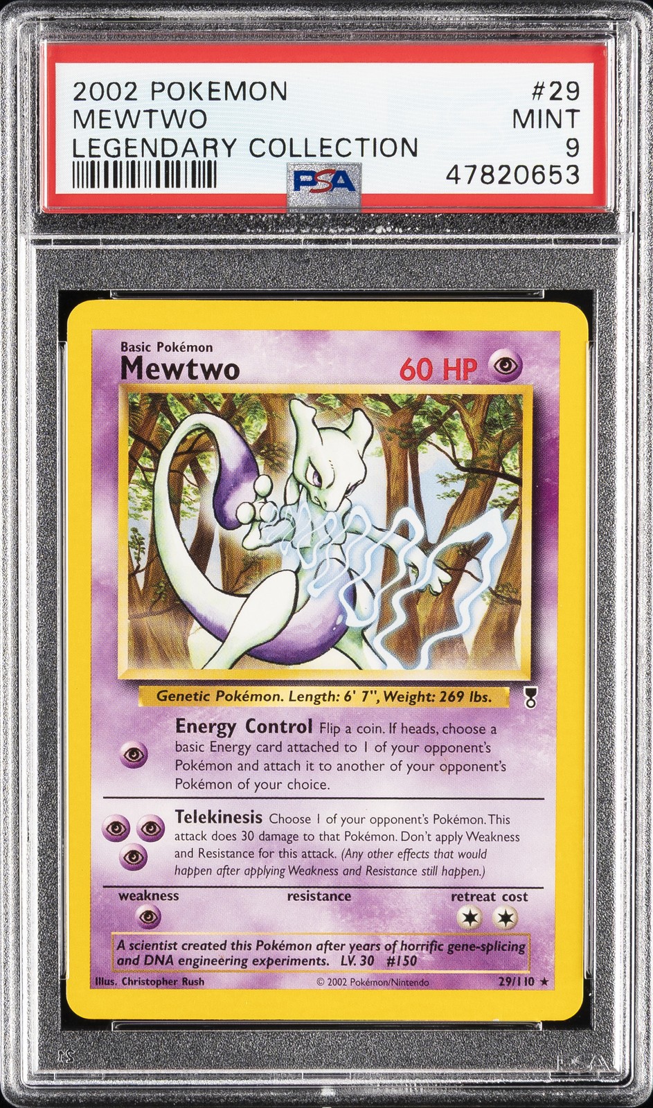 2002 POKEMON LEGENDARY COLLECTION #29 MEWTWO PSA 9