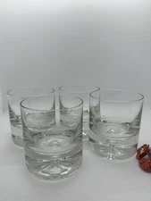 Krosno Poland Bubble Base Double Old Fashion Whiskey Glasses Heavy set of 4