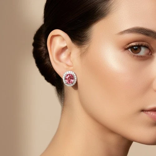 925 Sterling Silver Handmade Earrings Velvety Pink Padparadscha Sapphire 10.14Ct