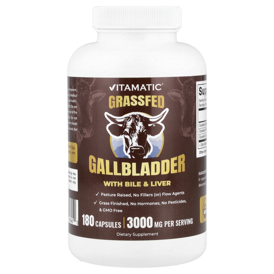 Grassfed Gallbladder With Bile & Liver, 180 Capsules (500 mg per Capsule)