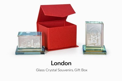 London Glas Kristall Souvenir 3D Lasergravur Wahrzeichen Geschenk mit Box