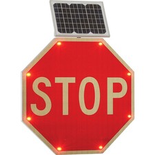 Solar Powered Flashing LED Stop Sign Octagon