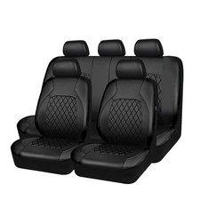 Universal Deluxe Pu Luxury Vinyl Faux Leather Car Seat Covers Full Set, Airba...