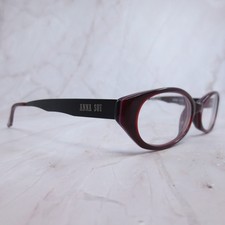 Anna Sui AS08801 Burgundy Black Oval Eyeglasses Frames Womens 52-16-135