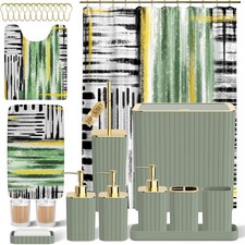 Bathroom Set - Bathroom Accessory Set, Sage Green Bathroom Set, 26PC Bathroom