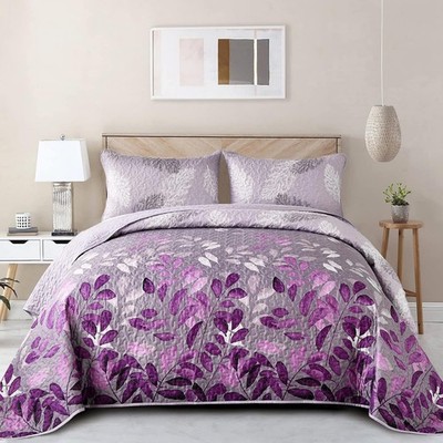 Floral Botanical Quilt Lightweight Microfiber Bedspread Coverlet All Season