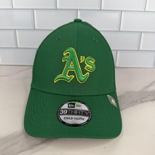 Oakland Athletics Hat Cap Fitted Youth Green MLB Baseball 39THIRTY Mesh New Era