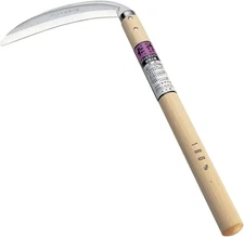 Nisaku No.130 Stainless Steel Crescent Scythe 7.1 180mm, Silver, Brown 
